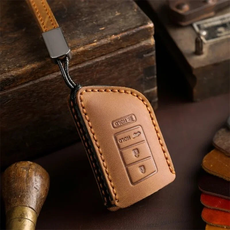 

A+ Real Leather Car Key Case Fobs Protector Cover Keychain For Acura MDX RDX 2022