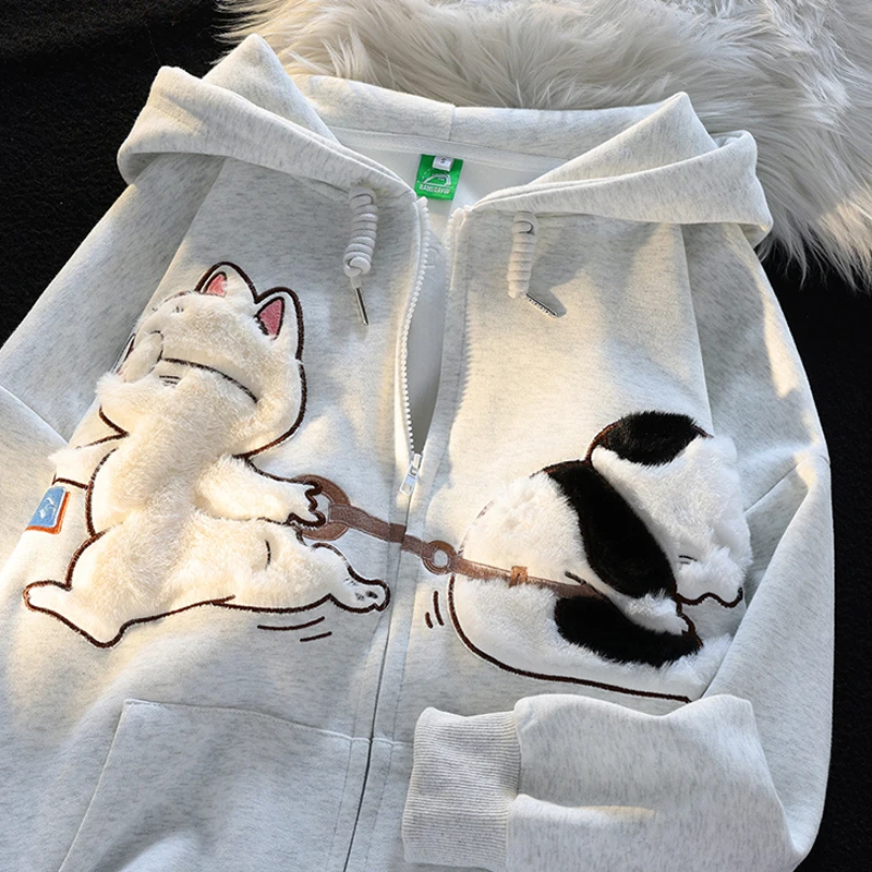 New Cartoon Cute Women\'s Zip Up Hoodies Autumn Winter Casual Fashion Y2k Hoodie Comfortable and All-match Sweatshirt with Zipper