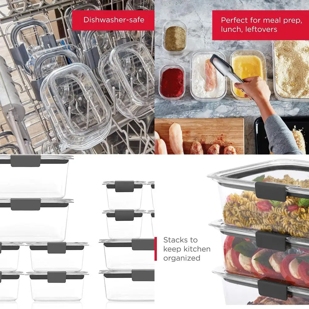 

Нетоксичный набор герметичных контейнеров без бисфенола А, 24 предмета, идеально подходит для приготовления еды, обеда и хранения продуктов питания