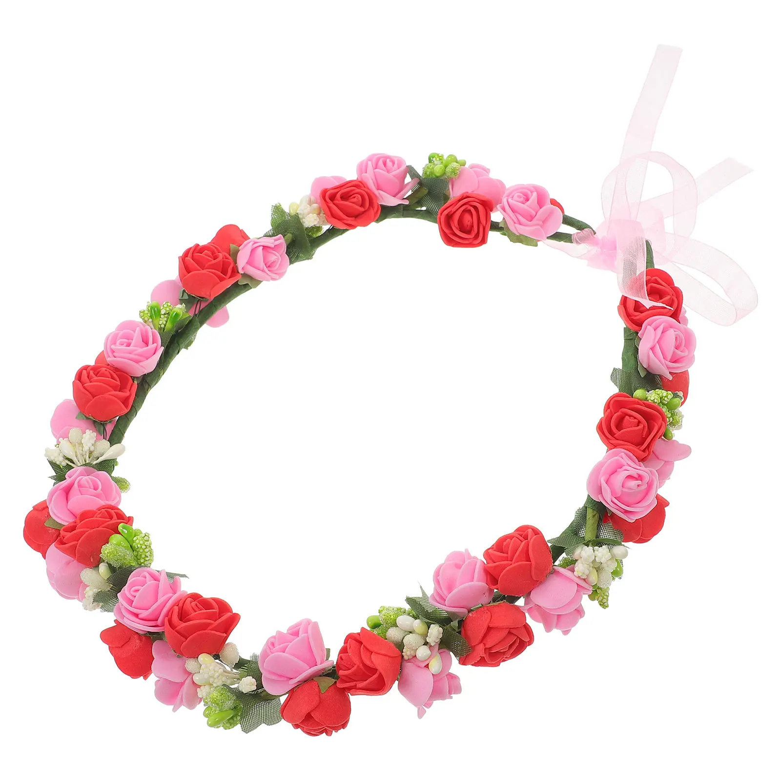 

Floral Wedding Crown Bride Headpiece Fake Flowers Adjustable Flower Headband Bridal Hair Accessory Suitable for Weddings