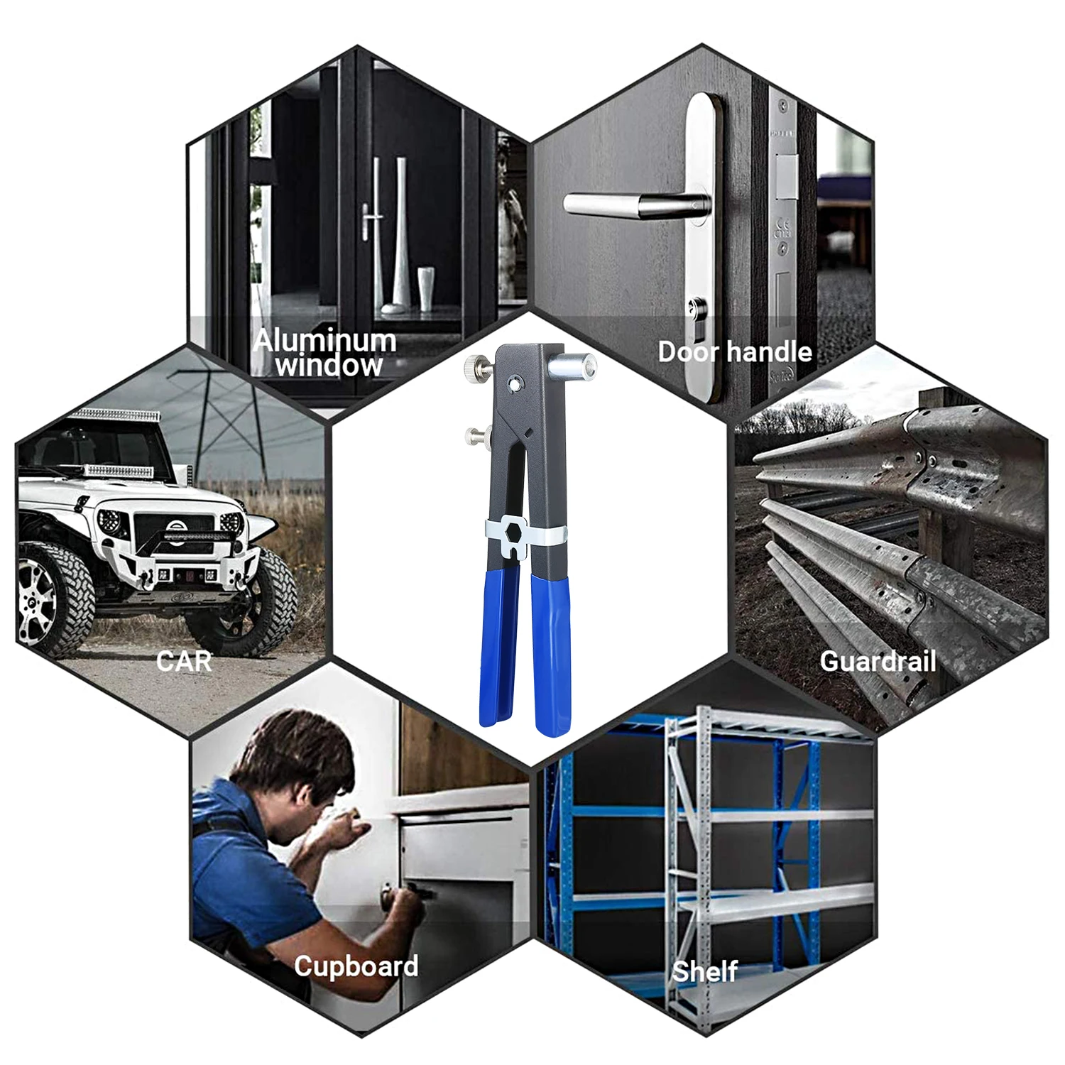 86PCS Rivet Nut Tool Kit Set Blind Rivet Nut Hand Riveter Wrench Threaded Insert Rivet Nut Gun with Metric Rivet Nuts Assortment