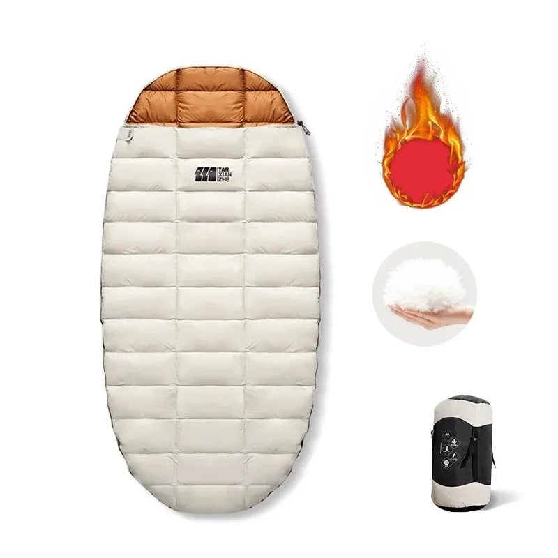 Gran oferta saco de dormir ultraligero de plumón de ganso para una sola persona de 0 grados para adultos para viajes de invierno senderismo hecho de nailon duradero F