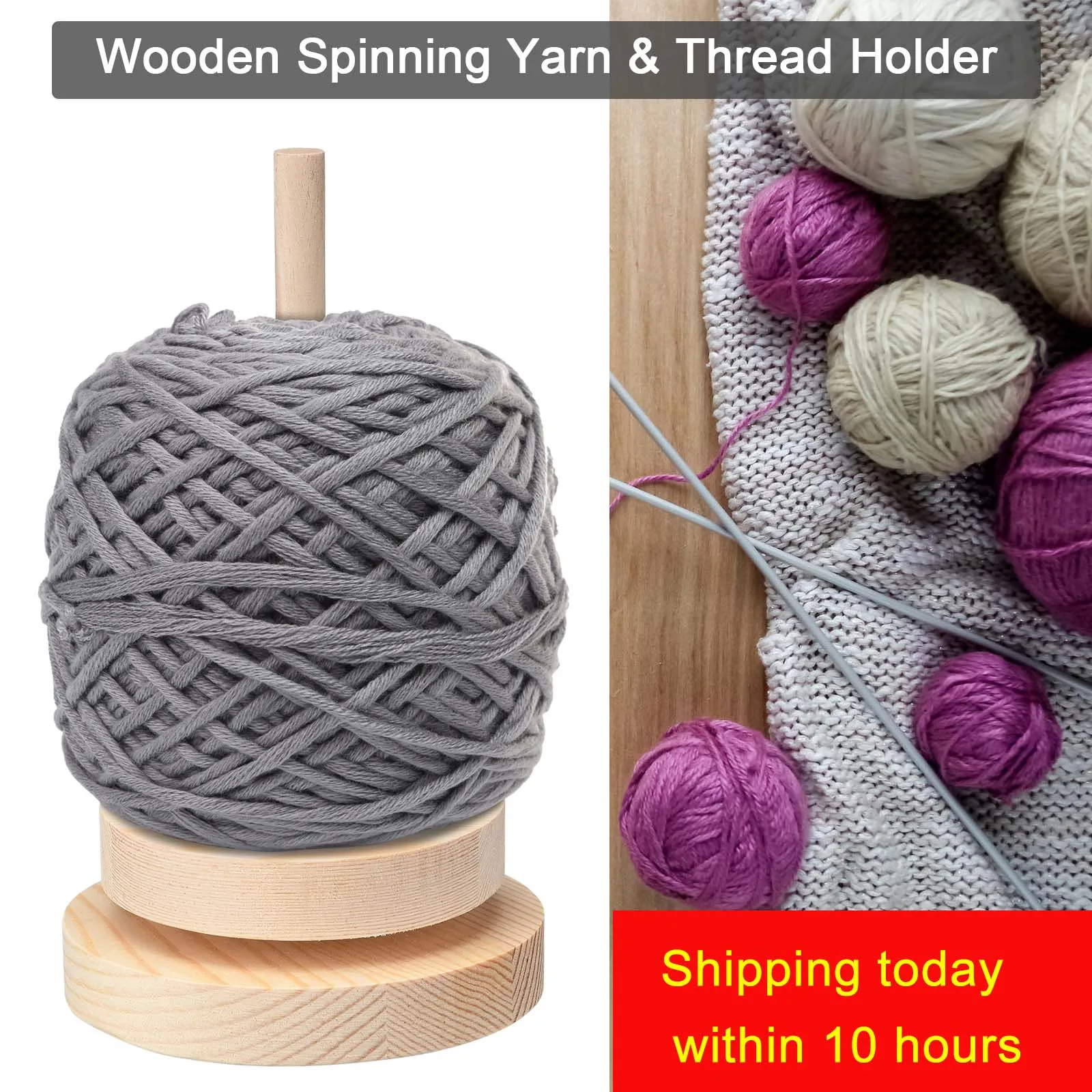 

Yarn Holder Wooden Spinning Knitting Tools Beginner Crochet Accessories Stand Sewing Thread Spool Wool Ball Winder Rotation