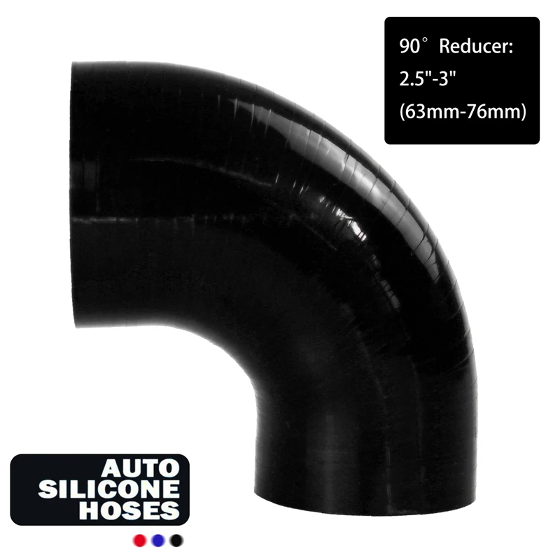 

Universal 90 Degree Reducer Silicone Hose 63mm to 76mm ID Intercooler Intake Pipe 2.5" to 3"