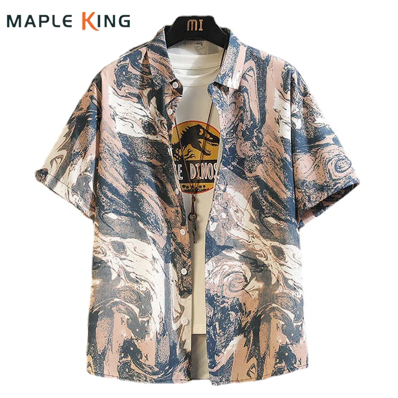 

Chinese Style Shirt for Men Cardigan Hombres Streetwear 2024 Summer Camisa Hawaianas Blusas Estampadas Mens Loose Hip Hop Shirts