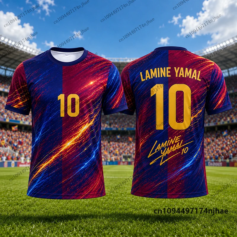 2-teiliges Set für Kinder, Fußball-Yamal Nr. 10 Print T-Shirt + Shorts Set, Spanien-Fans, Eltern-Kind-Anzug, Sportbekleidung für Kinder/Erwachsene – Detail 9