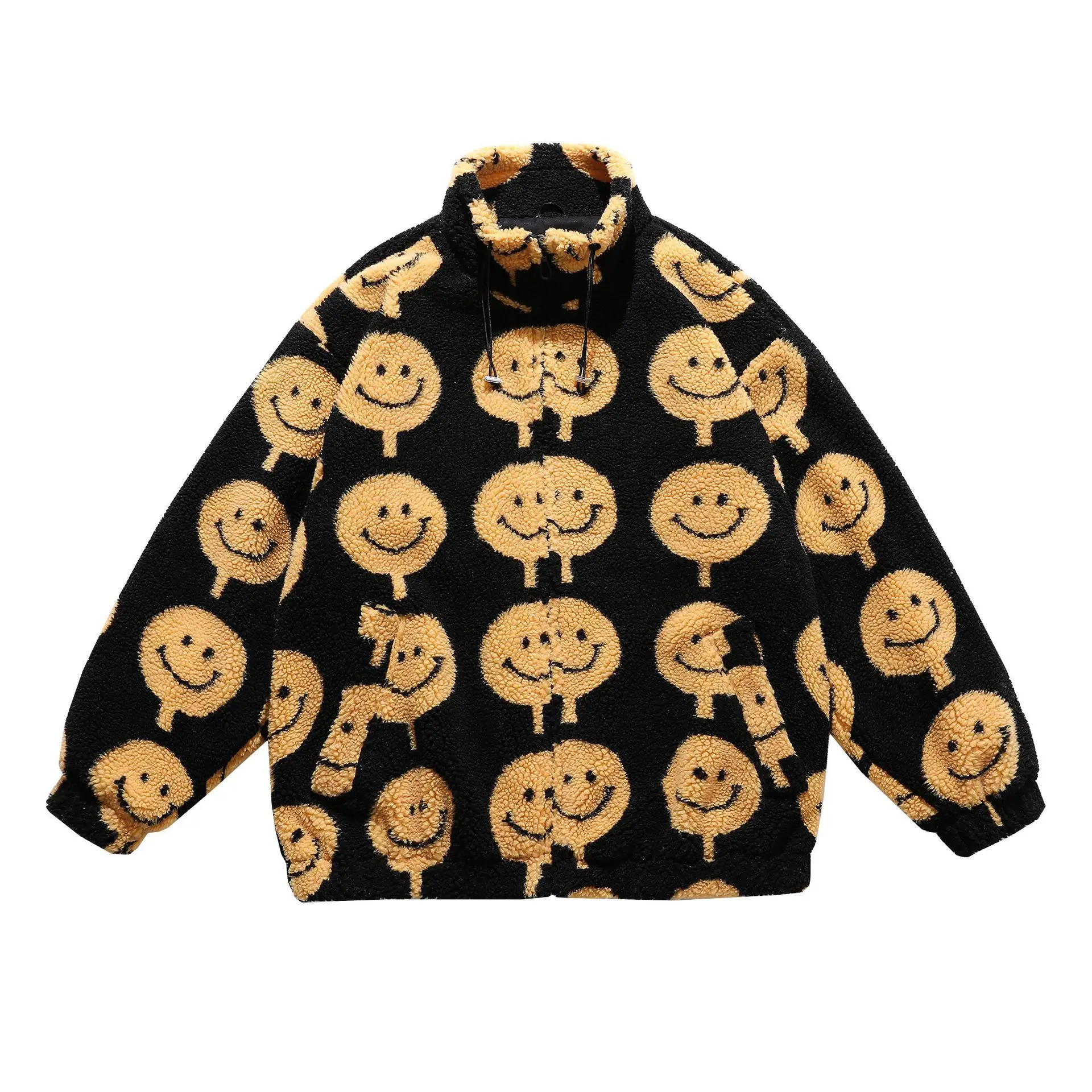 Winter Neue Lammwolle Parka Jacke Männer Mantel Mode Druck Streetwear Harajuku Oversize Verdickung Fleece Oberbekleidung M-XXL