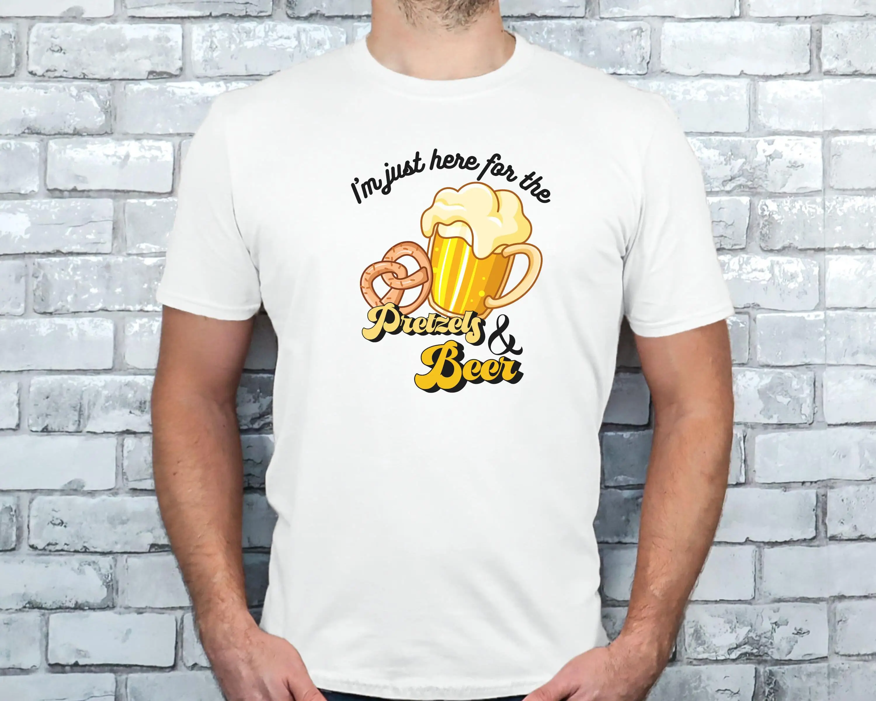 I M Just Here For The Pretzels And Beer T Shirt Oktober Fest Oktoberfest Drinking Team Funny Festival