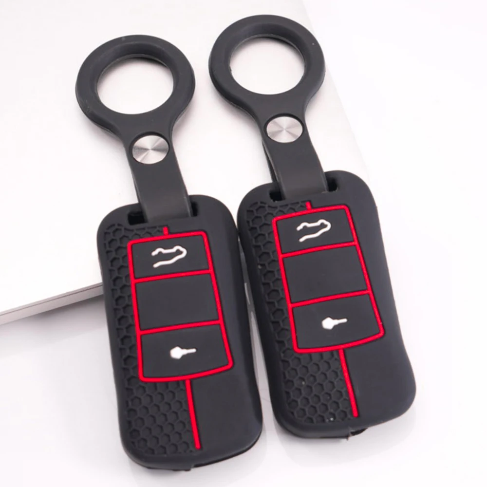 Silicone Key Cover With Chain For Porsche 911 911 GT3 Cayenne Macan Panamera Cayman Boxster 718 Taycan Carrera Wear Resistant