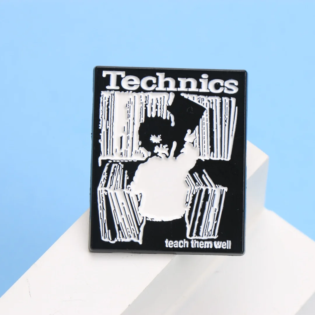 Technics 'Teach Them Well' Enamel Pin - Cartoon Punk Lapel Badge for Backpack Clothing DIY Gift