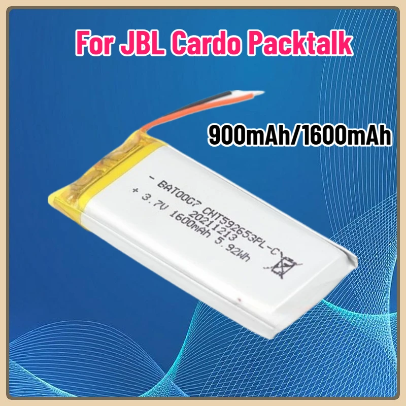 

900mAh/1600mAh Battery Suitable for JBL Cardo Packtalk Bluetooth Headset Helmet Accumulator 2-wire
