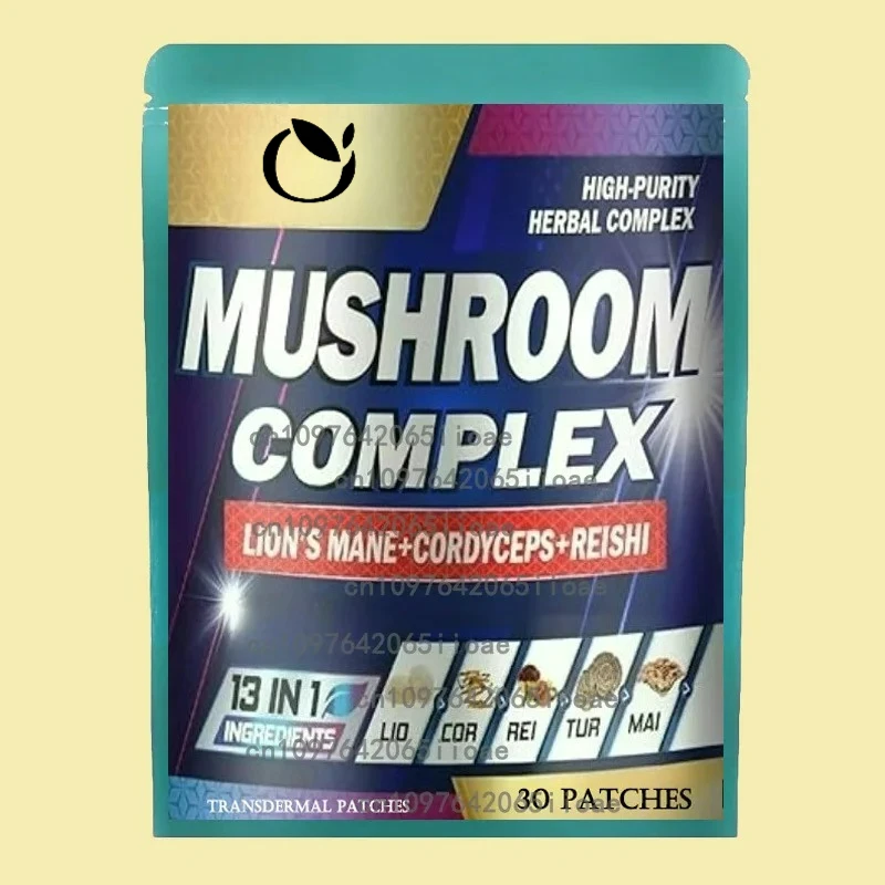 Complesso di funghiToppe trasdermiche Premium Lions Mane, Cordyceps e Reishi Fungo Rafforzano l'immunità 30 cerotti
