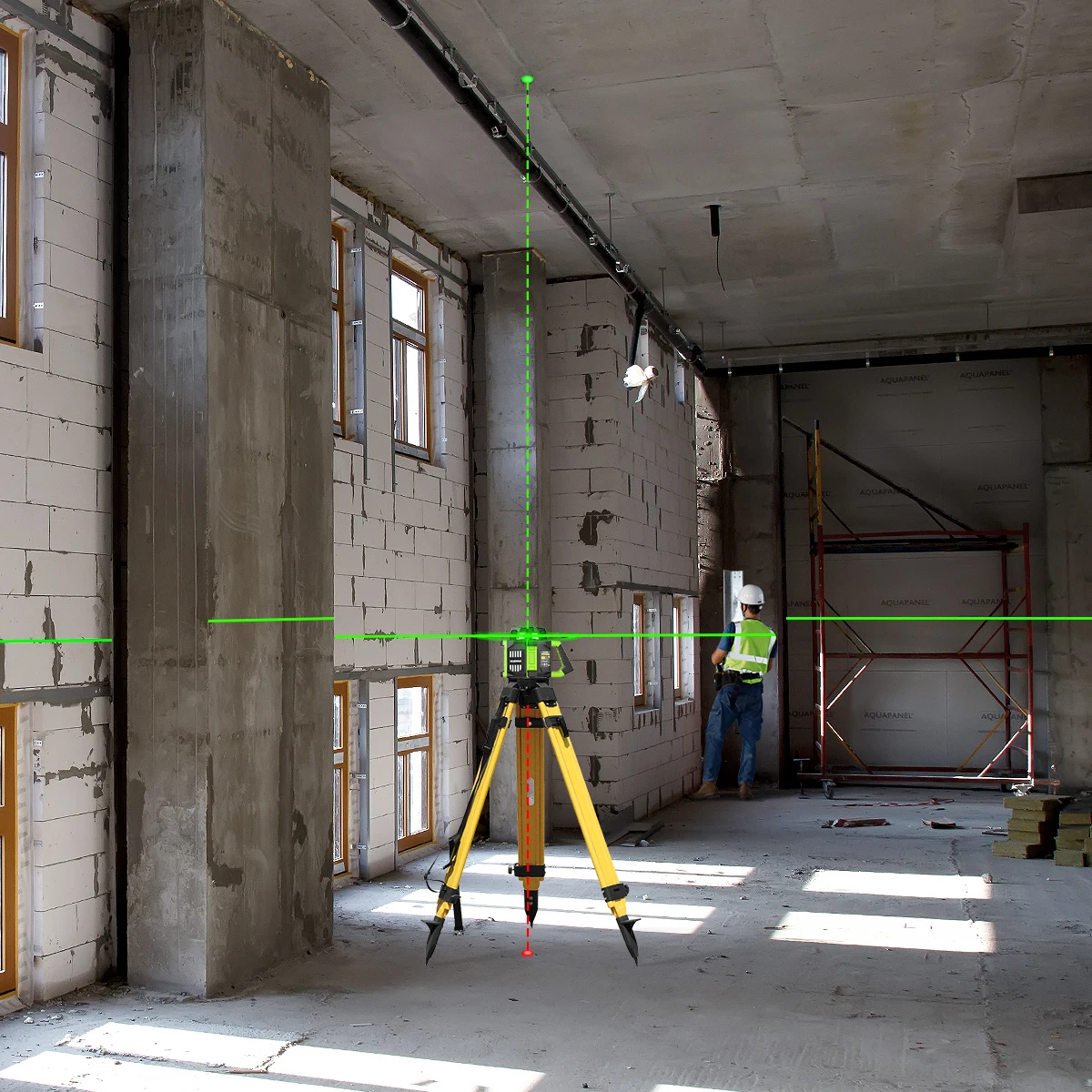 Laser Level 360 Degree Machine Line Tool Large Battery Power for Outdoor Construction Huepar RL300HVG