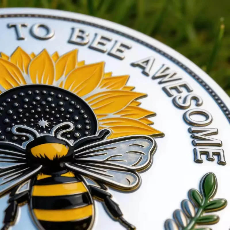 Bee Kind Bee Positive Commemorative Coin, Inspirational Bee Sunflower Challenge Coin, Motivational Gift for Friends and Family