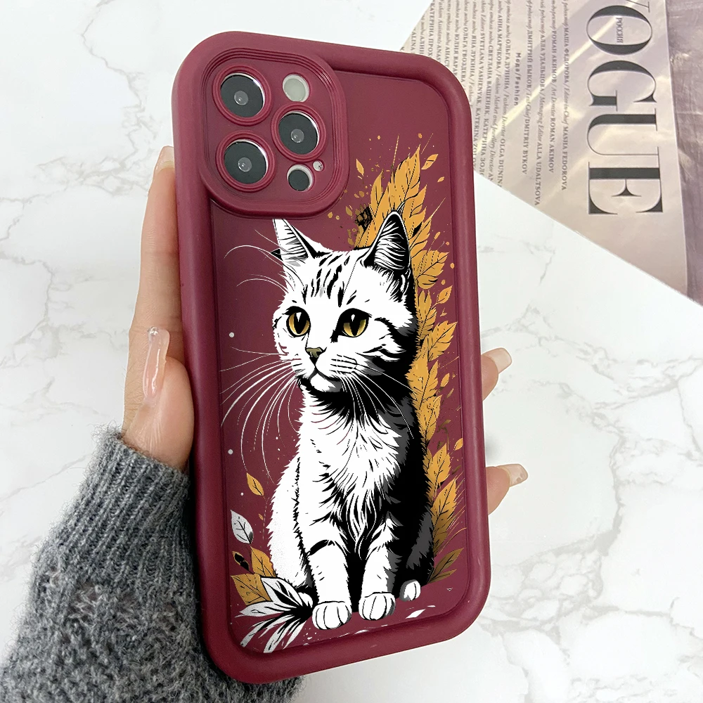 Cute Cat Phone Case for Oppo Reno 12 11 10 8 7 6 5 4 3 2 Reno12 Reno11 Reno10 Reno8 T Z F Pro Plus 4G 5G Ladder Lens Cover