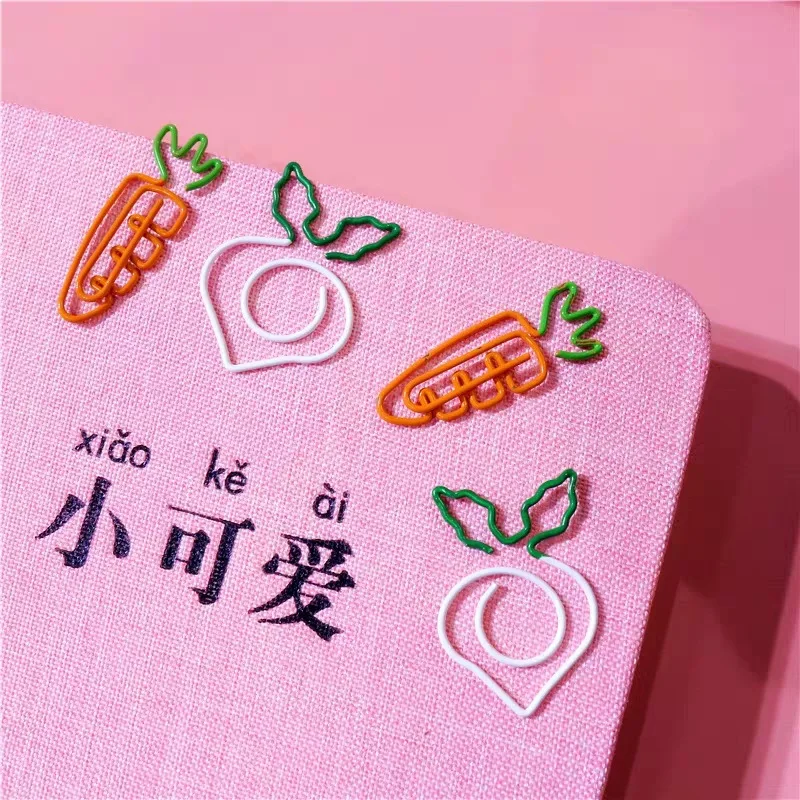 علامة مرجعية على شكل جزرة من كاواي ، مستلزمات مكتبية للمدرسة ، مشبك صور ورقي ، قرطاسية هدايا لإكسسوارات الكتب ، هدايا المعلم ، 10 في كل لوطة #6