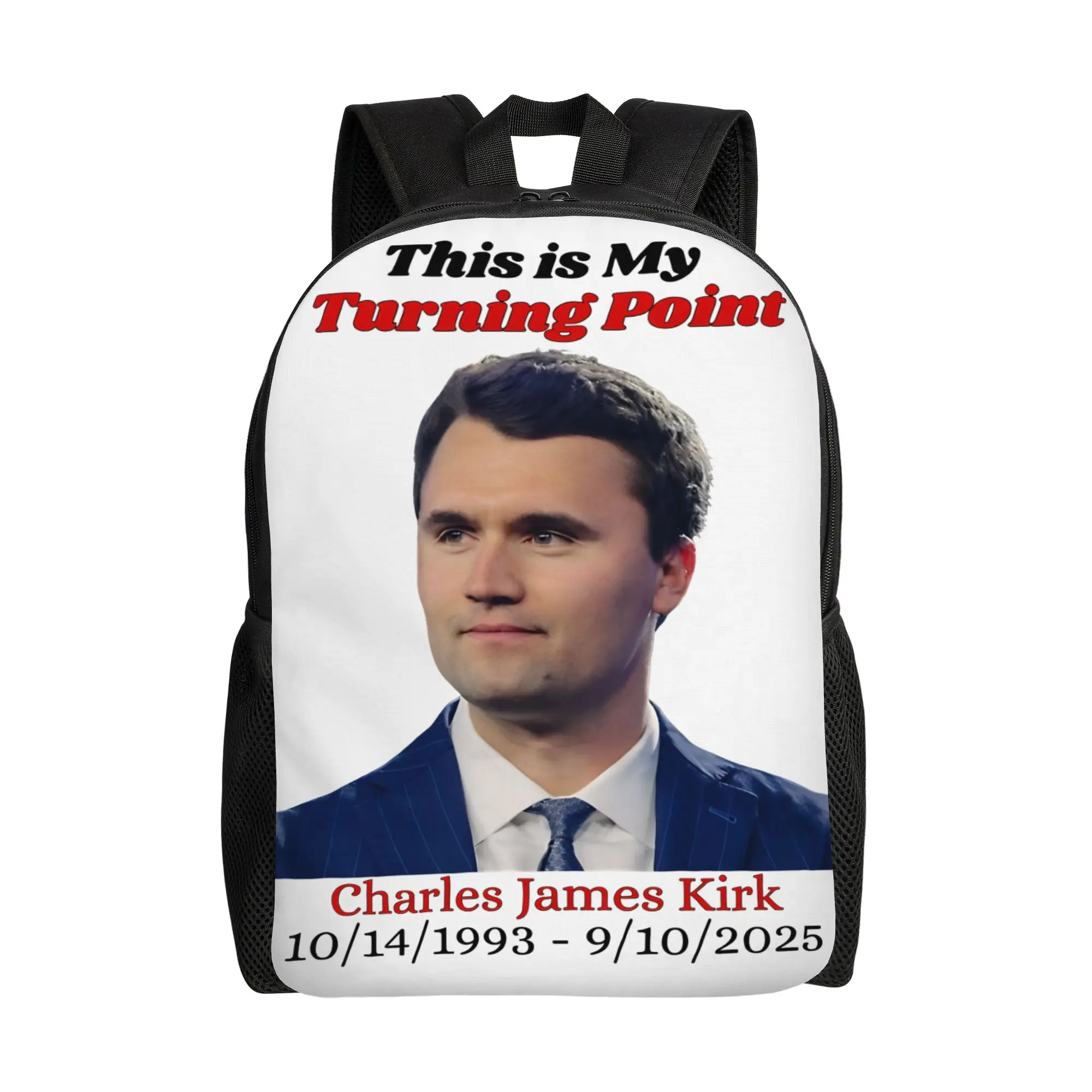 Funny Charlie Kirk Angelic Advocate  Backpack  Men Polyester Outdoor Style Backpacks Soft Kawaii School Bags Rucksack