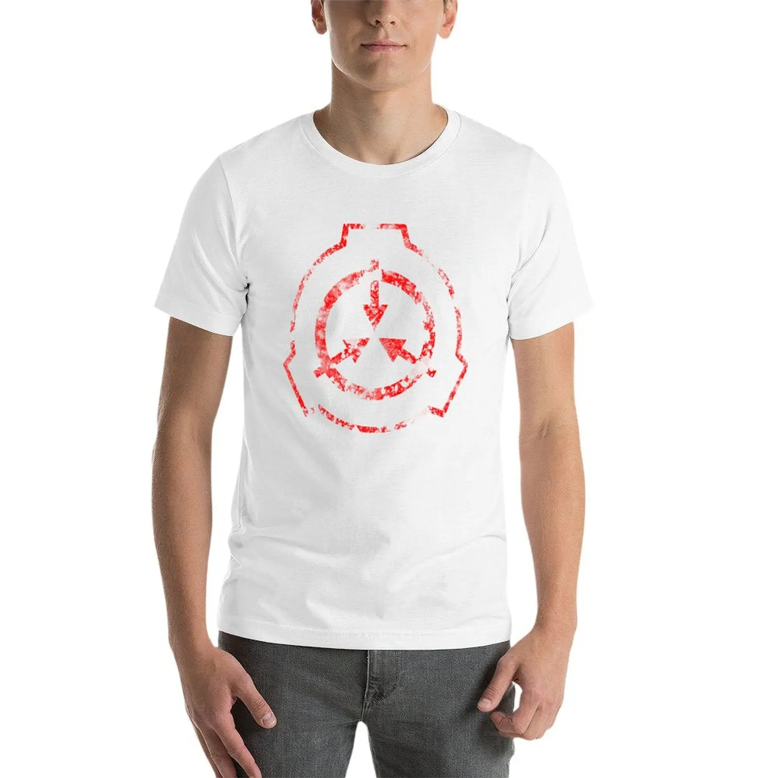 تي شيرت SCP Foundation Symbol تي شيرت للرجال من القطن الناعم تي شيرت رجالي عادي