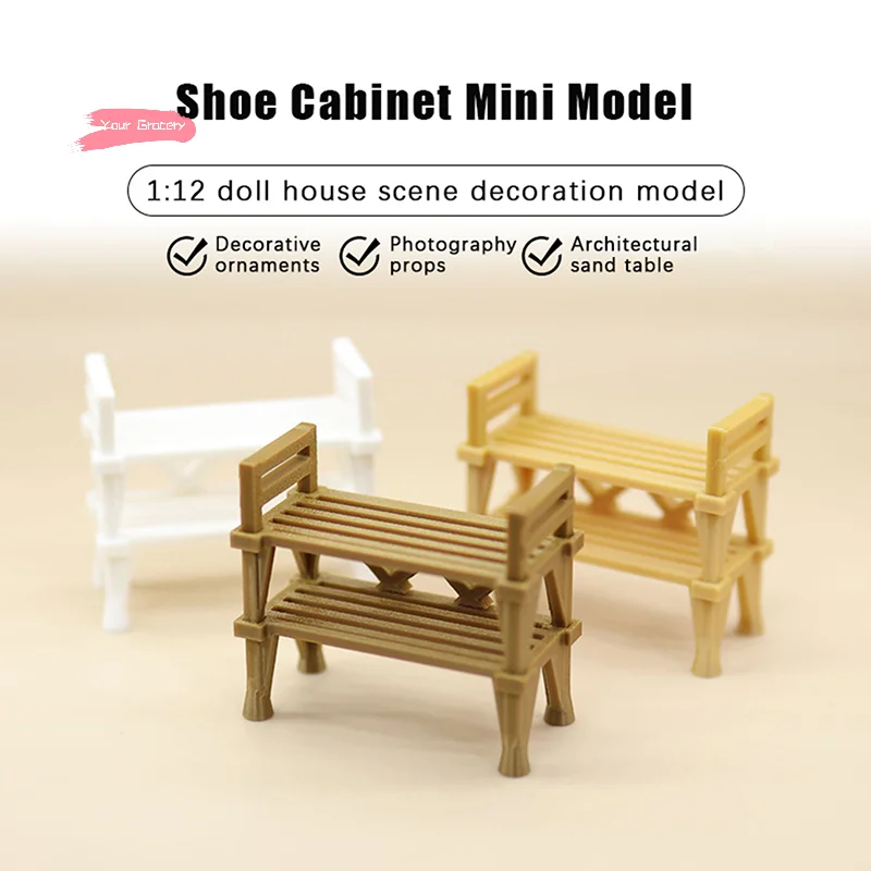 Zapatero de doble capa 1/12, muebles para casa de muñecas, modelo simulado, accesorios de decoración de escena para el hogar, 1 ud.