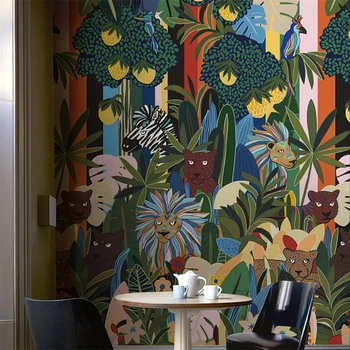 Custom Tropische Jungle Dieren Foto Behang Voor Muur Papers Home Decor Schilderen Papel De Parede Muurstickers Decoratie