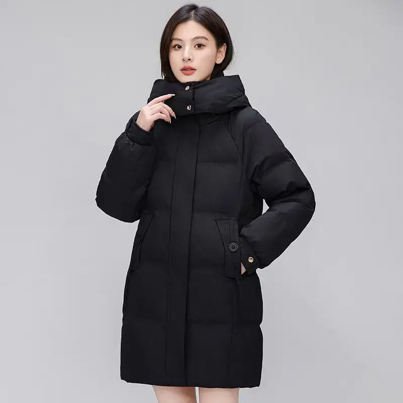 

Женское зимнее пальто, куртка, теплые пуховые хлопковые парки, новинка 2025 года, корейские женские толстые и теплые куртки средней длины, пальто с хлопковой подкладкой