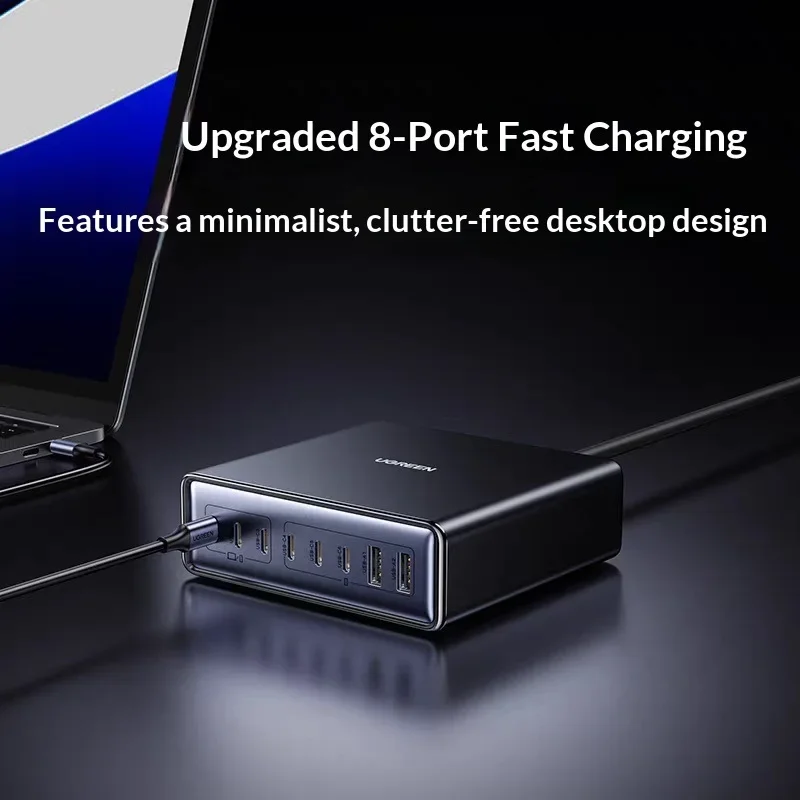 UGREEN X766 GaN Desktop Charger 200W 8 Ports 6 USB C 2 USB A PPS 100W USB C Output for Laptops Phones and Tablets