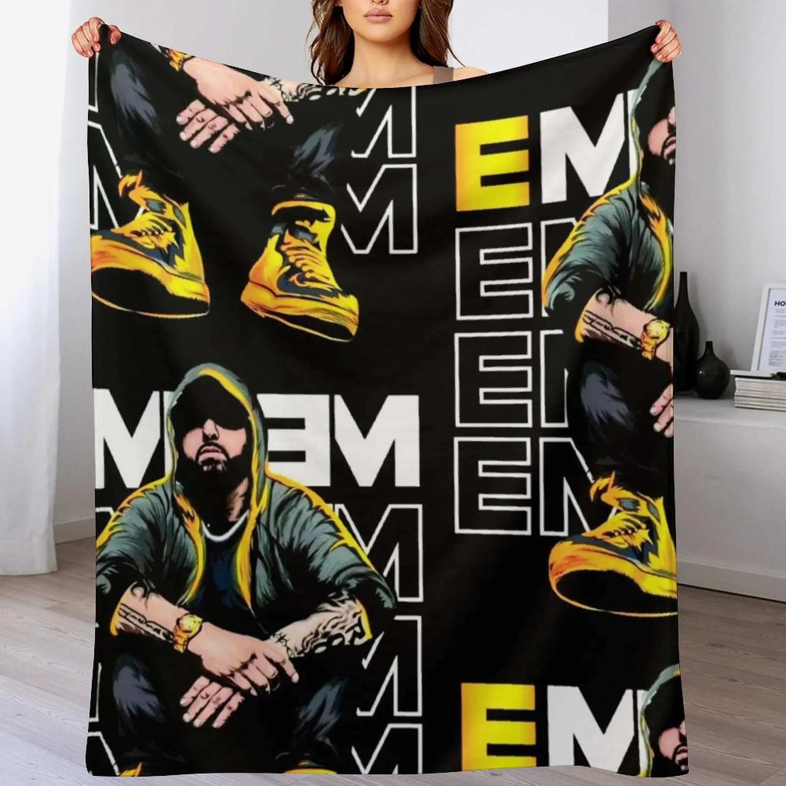 

Eminem Throw Blanket Soft Beds Hairy Thermal Shaggy Blankets