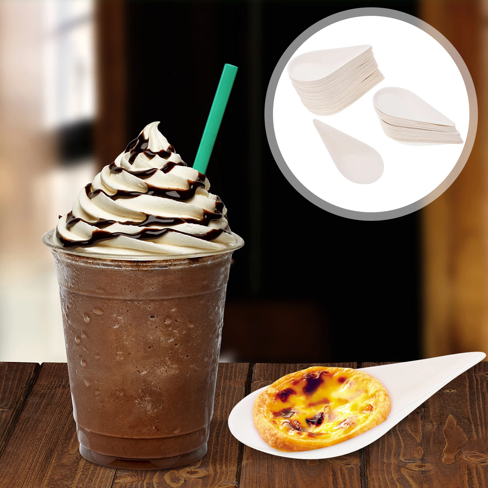 

50Pcs Degradable Disposable Drop-Shaped Dessert Plates Snack Trays for Fruit Cake Candy Household Serving Tableware