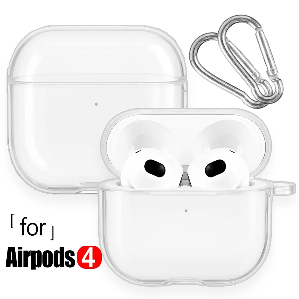 Transparente, mattierte Kopfhörerhülle für Air Pods 4, neue weiche TPU-Schutzhülle mit Hakenriemen, Zubehör, Schutzhüllen