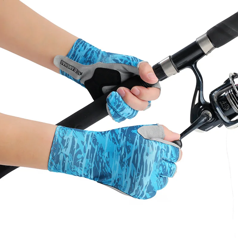 Fishing Gloves Half Finger Men Women Ice Silk Sunscreen Breathable Non Slip Quick Drying Outdoor Sports Takeaway Cycling