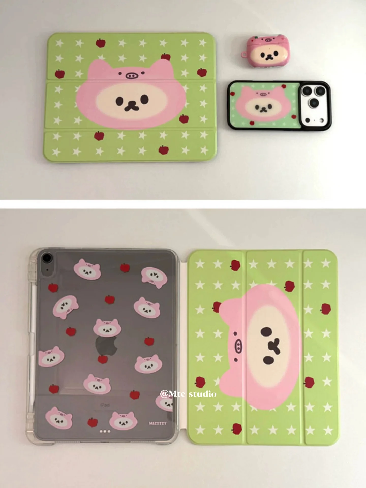 Korean Ins Creative Cute Little Pig 3-Fold iPad Case For iPad Pro 11 13in 2025 iPad Pro 12.9in Air7 10th 11th M4/5 MINI Cover