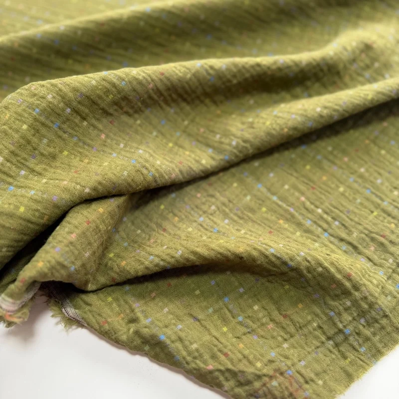 100% cotton green checked woven fabric for DIY children's clothing, women's clothing, pajamas and home wear.
