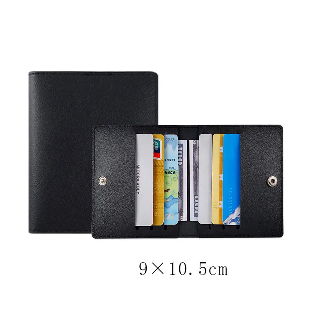 Men Women PU Leather ID Card Holder Solid Color Thin Business Bank Credit Card Box Multi Slot Slim Card Case Wallet Organizer