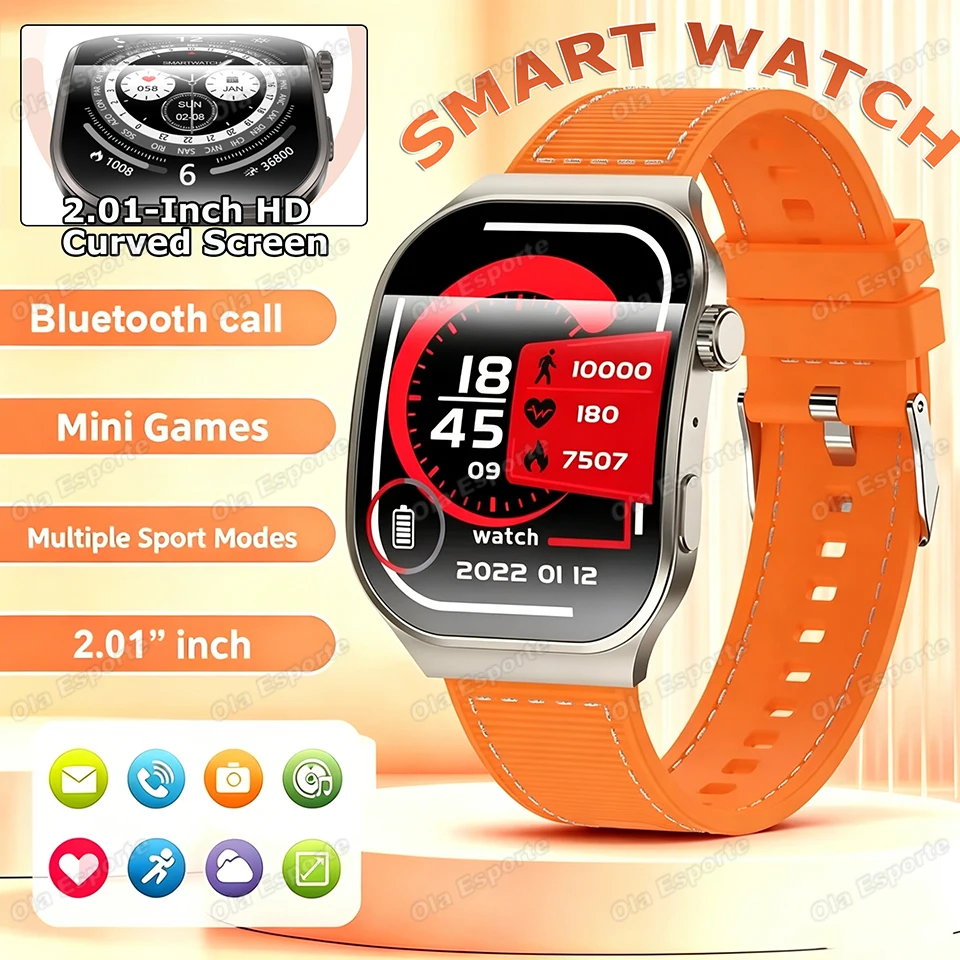

New Curved Screen Smart Watch 2026 Bluetooth Call 24/7 Health Monitoring Multi-Sport Tracking Outdoor Waterproof Smartwatch HW12