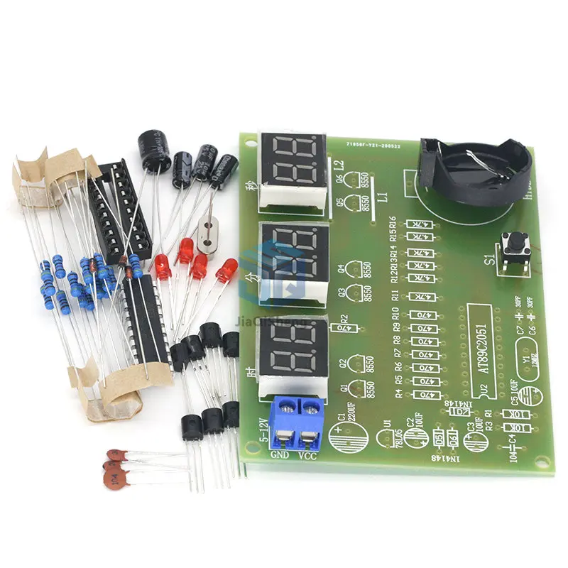 DIY Kits AT89C2051 Electronic Clock Digital Tube LED Display Suite Electronic Module Parts and Components DC 9V - 12V