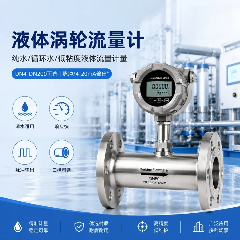 High Precision Pulse Turbine Flowmeter Stainless Steel  Methanol Quantitative Liquid