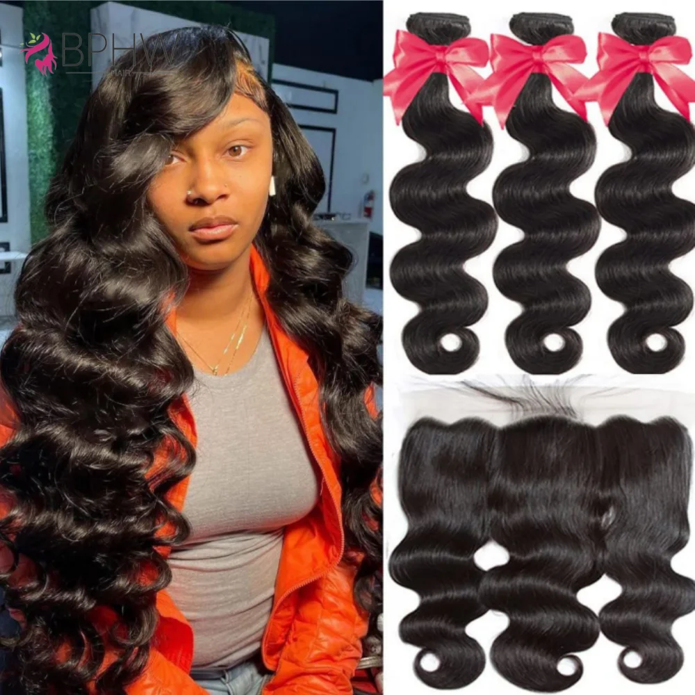 

12A Bundles With 13x4 Lace Frontal 100% Human Hair Body Wave Peruvian Hair Natural Color Virgin Hair Bundles With Closure Hair