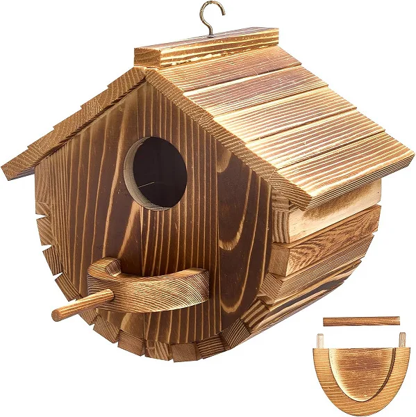 New Arrival Wood Bird Houses Natural Wooden Bird House Clearance Bluebird Finch Cardinals Hanging Birdhouse for Garden Viewing
