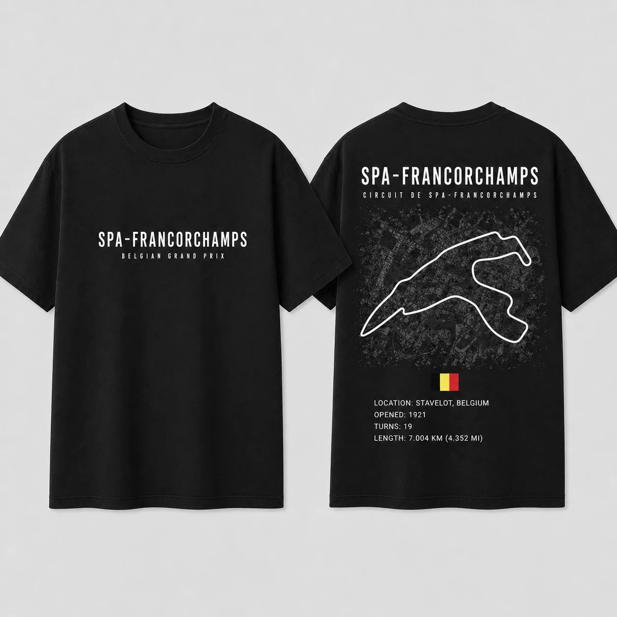 2026 New Family Matching T‑Shirt Race Track Map Chest Back Dual‑Print Oversized Cotton Short Sleeve Parent‑Child Racing Fan Tops