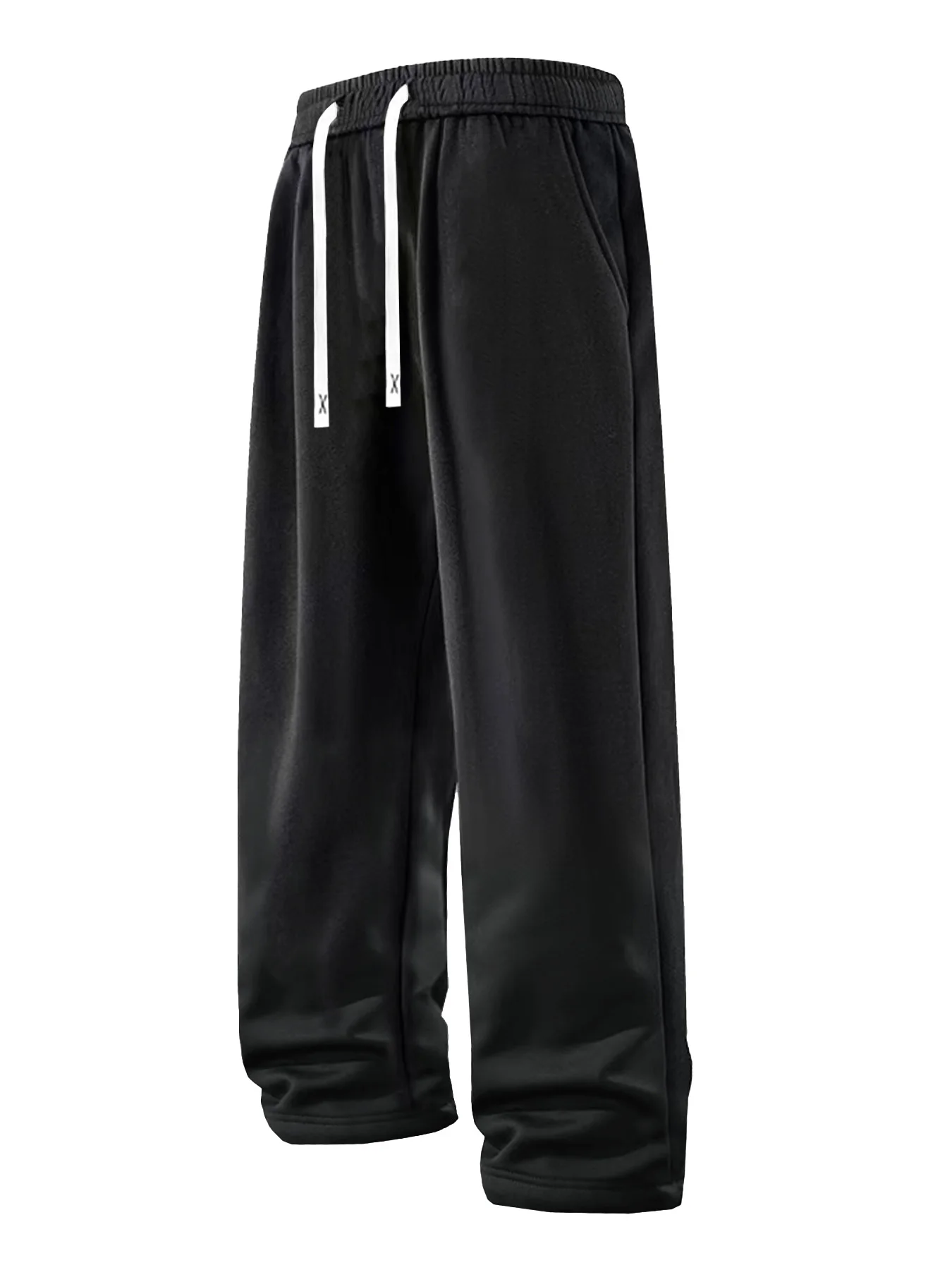 Men's casual sports pants, solid color loose drawstring waist elastic straight leg pants, suitable for jogging, hiking, outdoor hiking and other sports