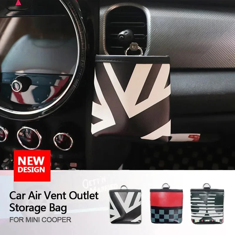 Car Interior Leather Car Air Vent Outlet Storage Bag For MINI COOPER Accessories For F54 F55 F56 F60 R55 R56 R60 Countryman