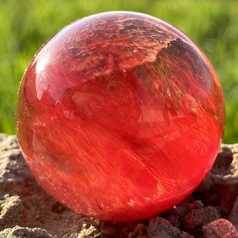1 قطعة كرة صهر حمراء ، ديكور منزلي ، كرة عرافة ، كرة كريستال حمراء ، مدخل أثاث كرة نقل #5