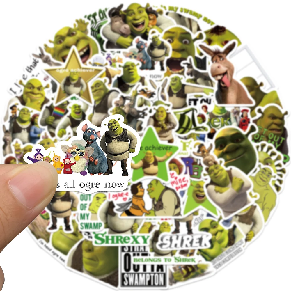 Pegatinas de dibujos animados de monstruo Shrek, calcomanías impermeables de grafiti para maleta, portátil, Maleta, guitarra, estrella, 10/52 piezas