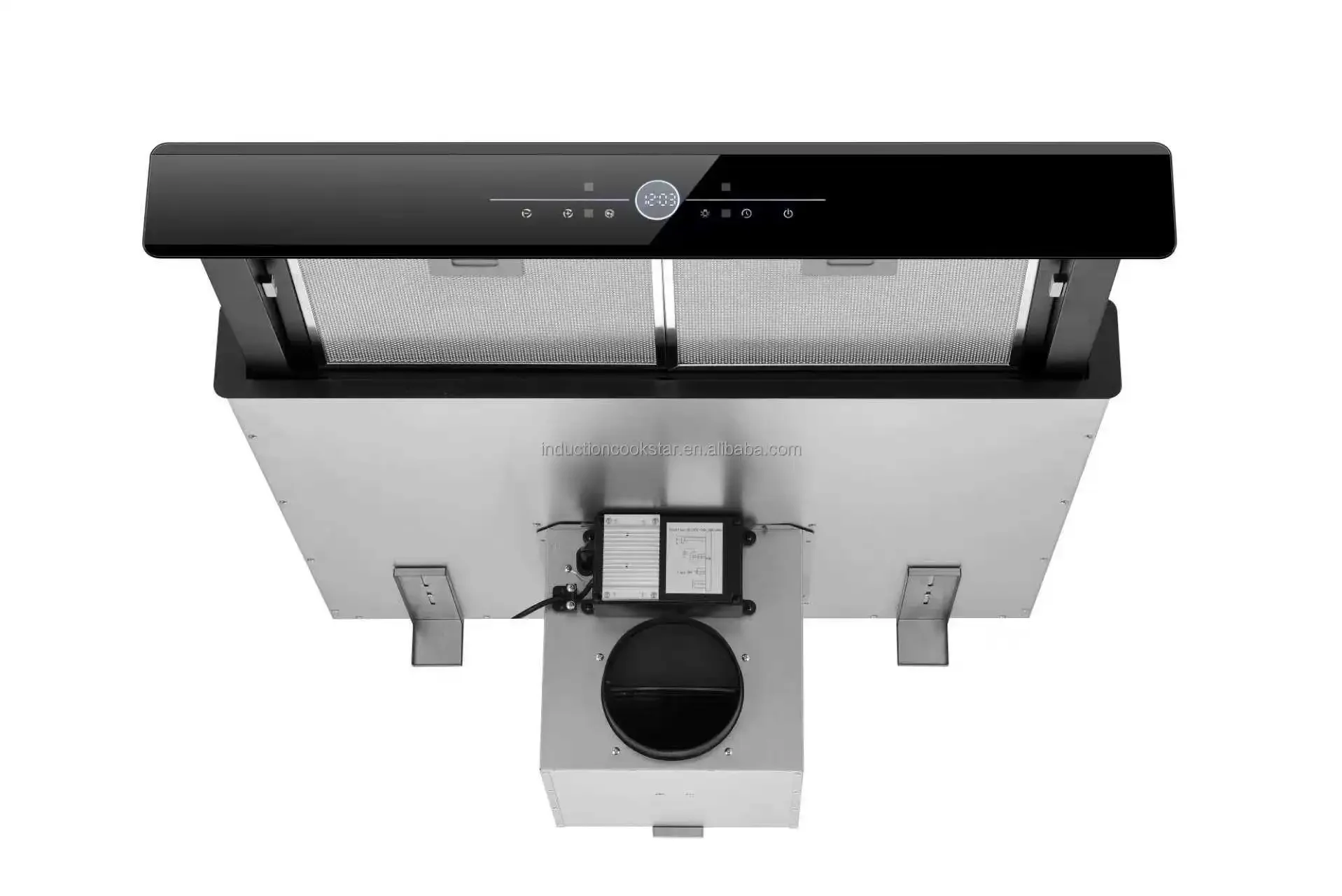 90cm Ultra-Thin Slide-Out Downdraft Range Hood Automatic Lifting Kitchen Ventilated Hood with Slim Installation