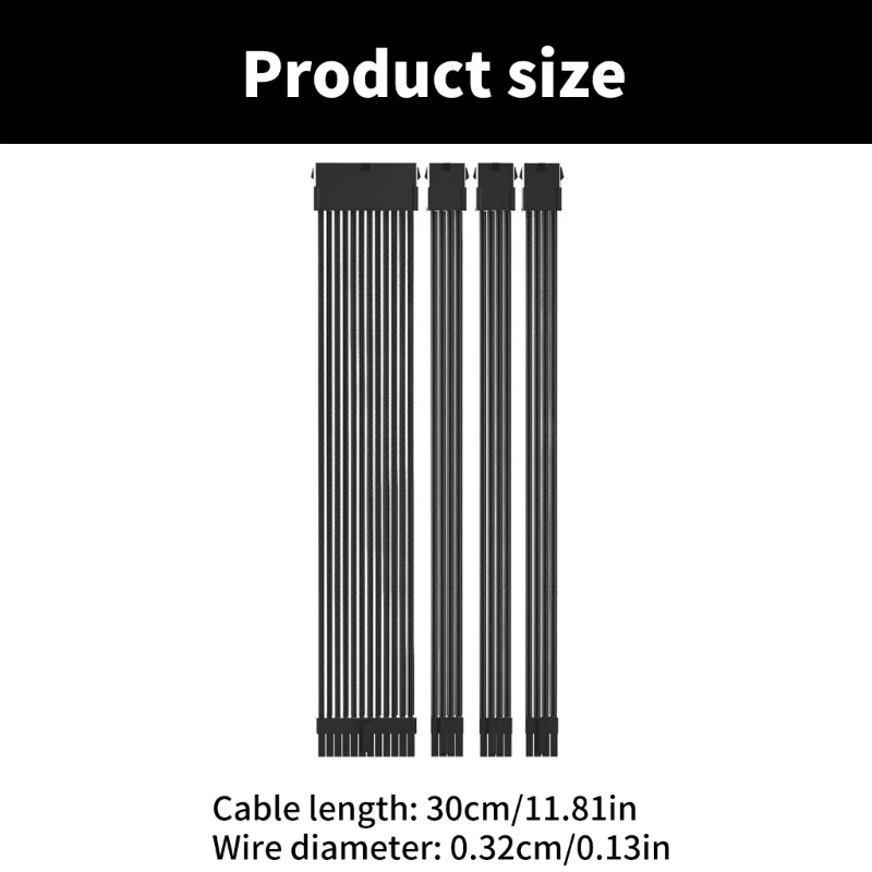 Удлинители питания 18AWG для сборщиков ПК, 1x24-контактный / 1x8-контактный ЦП / 2x8-контактный PCIE