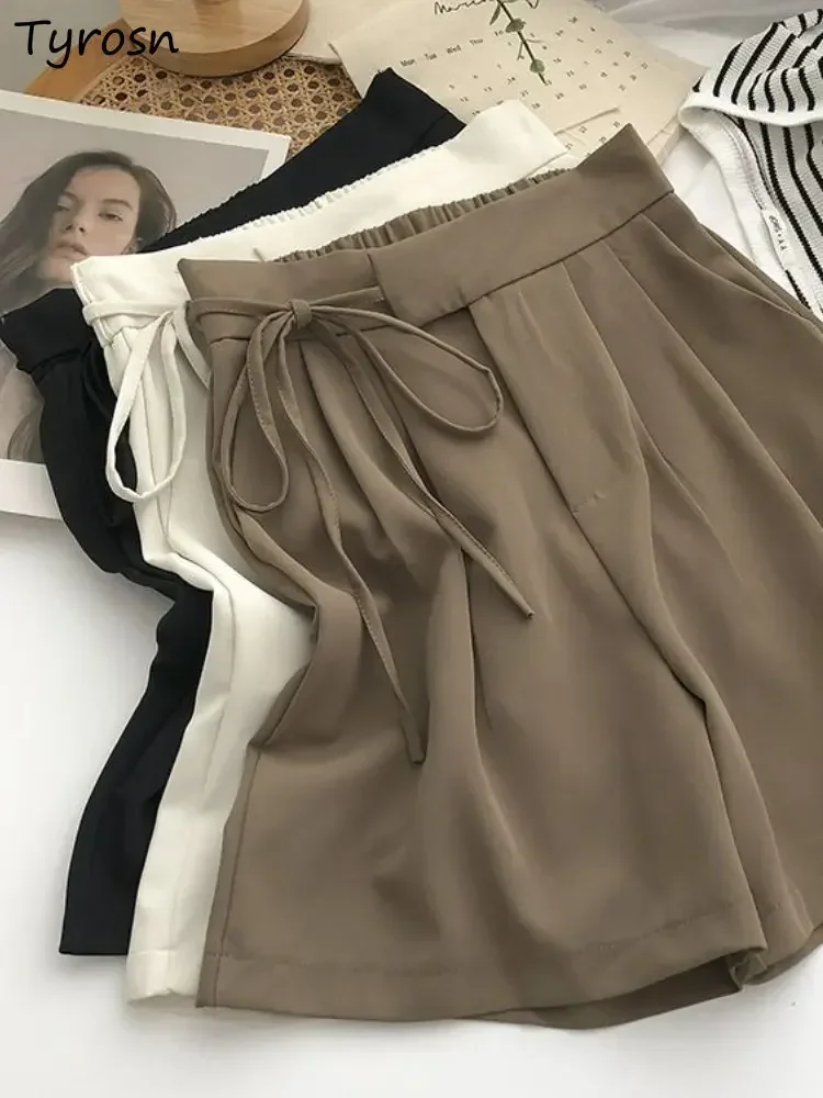 

Шорты женские бандажные повседневные универсальные простые дизайнерские дышащие чистые летние Ulzzang женские повседневные свободные широкие брюки базовые