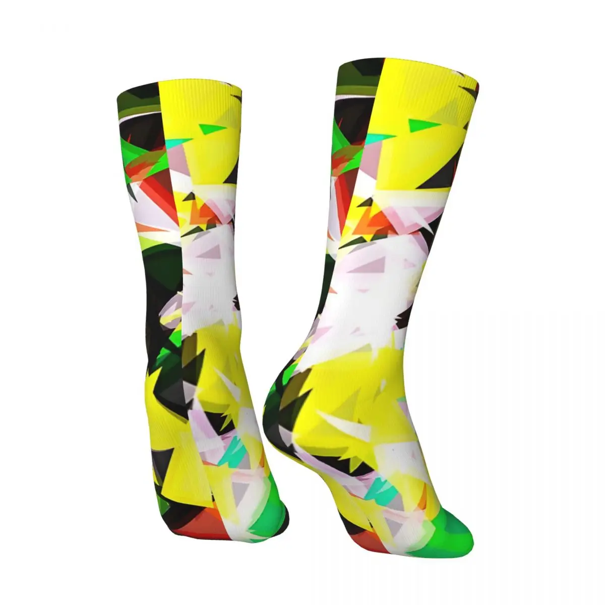 Psychedelic Geometric Abstract Pattern In Green Red Yellow Black Men's Socks Vintage Harajuku Street Style Novelty Pattern