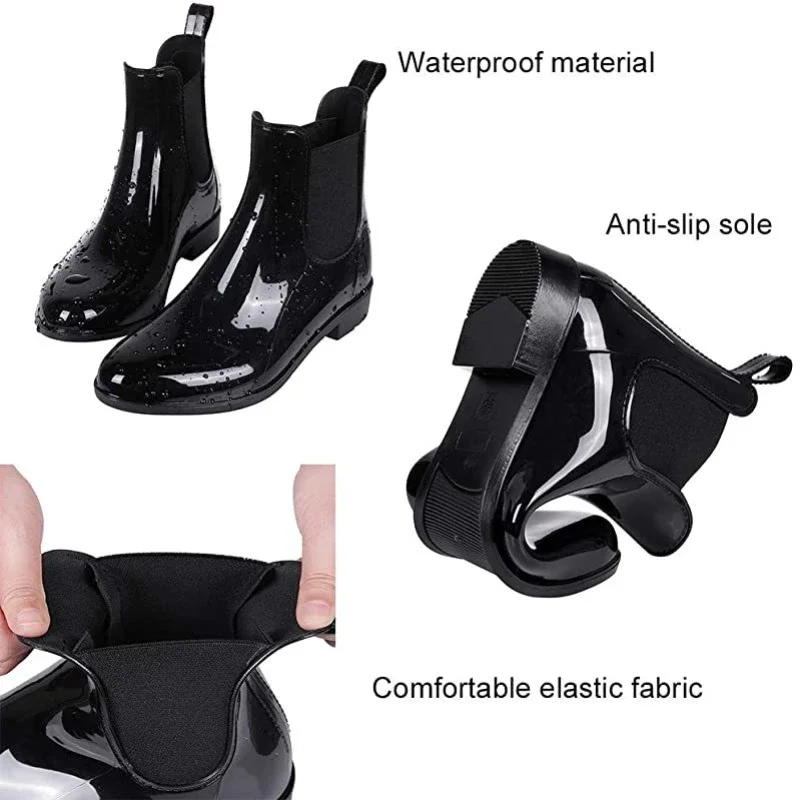 Botas de Mujer, Botas de Mujer con plataforma para exteriores, Botas de lluvia para Mujer, zapatos antideslizantes impermeables para las cuatro estaciones, botas de agua para Mujer