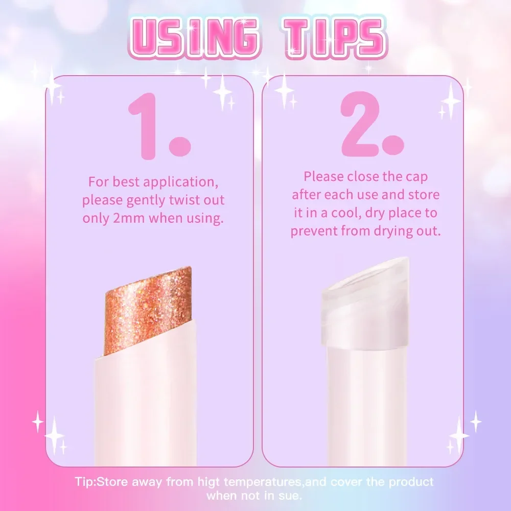 VIPABC-Sombra de ojos en barra Crystal Jelly Highlight, súper brillante, multicolor, color resaltador: 01