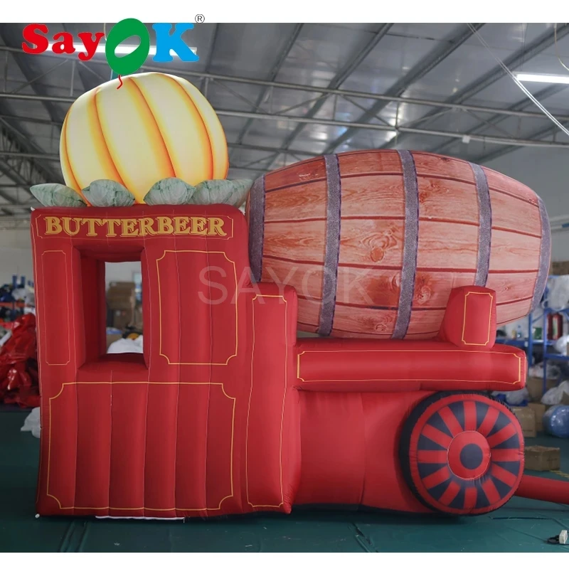 

SAYOK Inflatable Halloween Pumpkin Cart with Air Blower, Inflatable Booth Stand for Business, Event, Advertising, Promotion